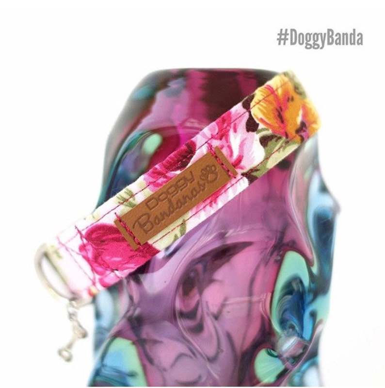 Provence dog collar with blossom roses Retro pretty dog collar female Summer girly floral collar Vintage flowers wedding trendy