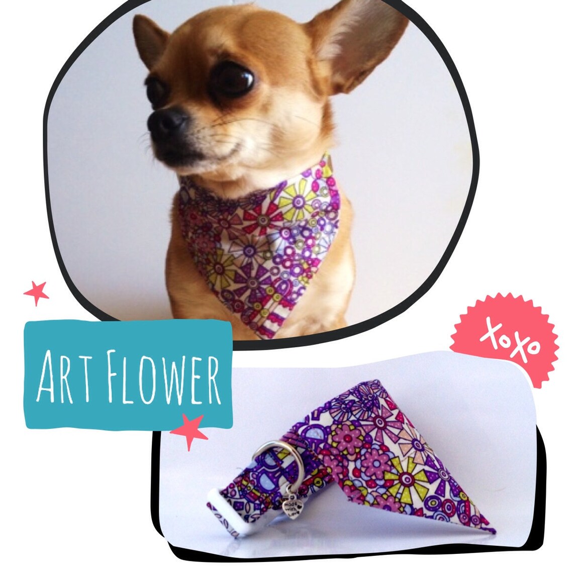 Ornament Slide On Collar Dog Bandana Female Cute Dog Bandana Etsy