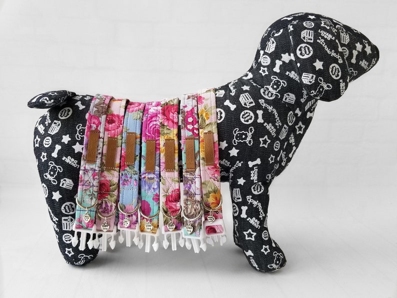 Provence dog collar with blossom roses Retro pretty dog collar female Summer girly floral collar Vintage flowers wedding trendy