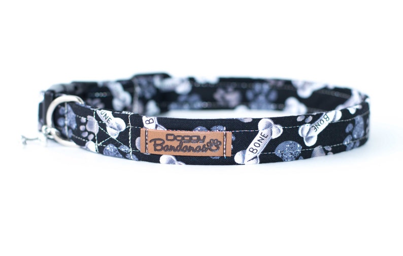 Bones Dog Collar Paw Pattern Dog Collar Custom Gray and Etsy