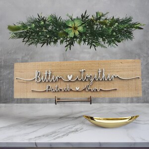 Personalized Reclaimed Wood Couple&#39;s Plaque: Laser Cut Engraved Design