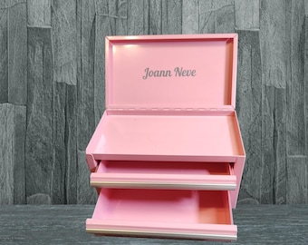 Customized Laser-Engraved Mini Metal Toolbox with 3 Drawers - Personalized & Versatile Storage Solution