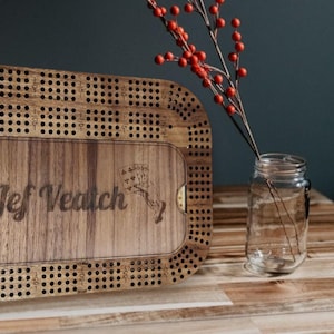 Custom Laser Engraved 4-Player Cribbage Board - Quality Wood with Pegs & Cards Included - Personalized Gift for Game Lovers