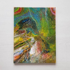 Acrylic pouring painting &quot;Spectacle&quot; on canvas - 30x40 cm - Abstract fluid art - Original wall art