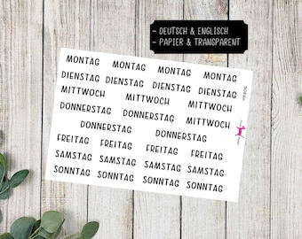 WOCHENTAGE #3086 Etiqueta adhesiva para calendario de revistas (alemán e inglés) Papel transparente
