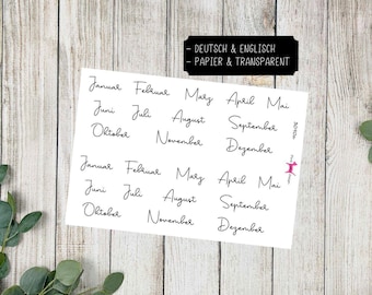 MONATE #3090 Planer Sticker for Journal Kalender (Deutsch & Englisch) Papel transparente