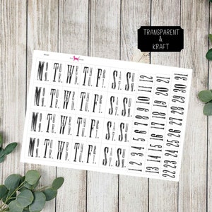 WOCHENTAGE & ZAHLEN #3010 Sticker Stempel Planer Bujo TN Filofax Decoratief transparant kraftpapier Bullet Journal kalender Scrapbooking