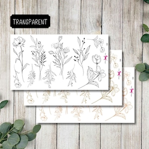 BLUMEN #1013 Transparent Sticker Aufkleber Planer Bujo Travelers Notebook Filofax Dekorative Bullet Journal Kalender Scrapbooking