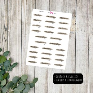 WOCHENTAGE #3077 Sticker Planer Bujo Travelers Notebook Filofax Dekorative Papier Transparent  Bullet Journal Kalender Scrapbooking