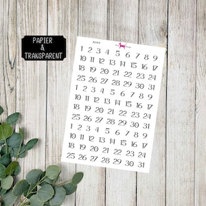 ZAHLEN #3043 Sticker Datum Planer Bujo Travelers Notebook Filofax Dekorative Papier Transparent Bullet Journal Kalender dunkelgrau