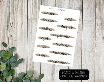 MONATE #3078 Planer Sticker for Journal Kalender (Deutsch & Englisch) Papel transparente