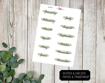 MONATE #3081 Planer Sticker for Journal Kalender (Deutsch & Englisch) Papel transparente