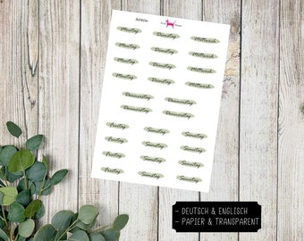 WOCHENTAGE #3080 Etiqueta adhesiva para calendario de revistas (alemán e inglés) Papel transparente