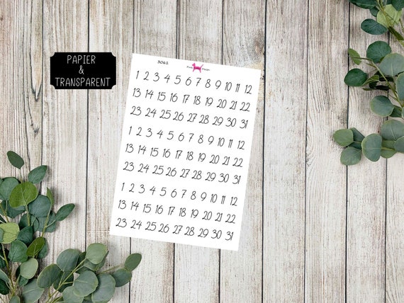 ZAHLEN #3061 Datum Planer Sticker für Journal Kalender (Transparent & Papier)