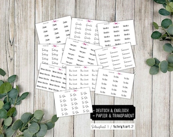 Etiqueta de PLANIFICACIÓN #4100 Etiqueta adhesiva para planificador de diarios (alemán e inglés) Papel transparente