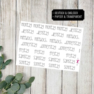 WOCHENTAGE #3033 Sticker Planer Bujo Travelers Notebook Filofax Dekorative Papier Transparent Bullet Journal Kalender Scrapbooking