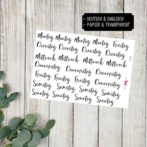 WOCHENTAGE #3022 Sticker Planer Bujo Travelers Notebook Filofax Dekorative Papier Transparent Bullet Journal Kalender Scrapbooking