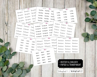 SPEISEPLAN Sticker #4500 Planer Sticker for Journal Kalender (Deutsch & Englisch) Papel transparente