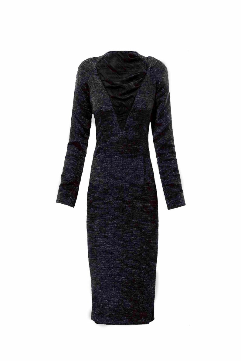 fitted black dress knee length