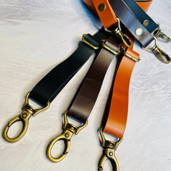 Adjustable Leather Replacement Bag Strap, 19mm Wide 2mm Thick, Veg Tan Leather in Black, Brown or Tan