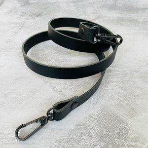 Leather Bag Strap With Black Oxide Hardware, 19mm Wide, 2mm Thick