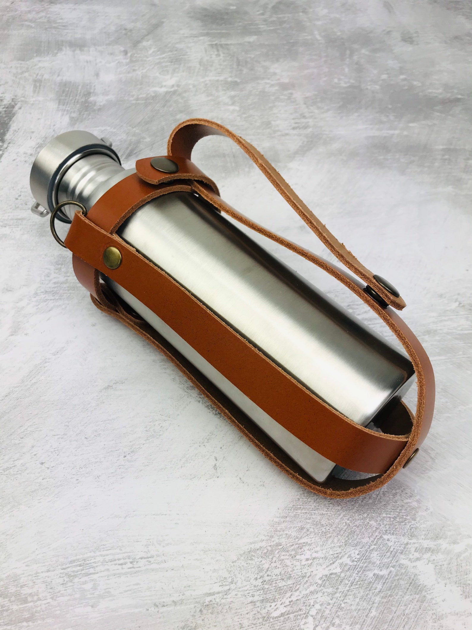 Leather Water Bottle Holder With Detachable Crossbody Strap Etsy UK