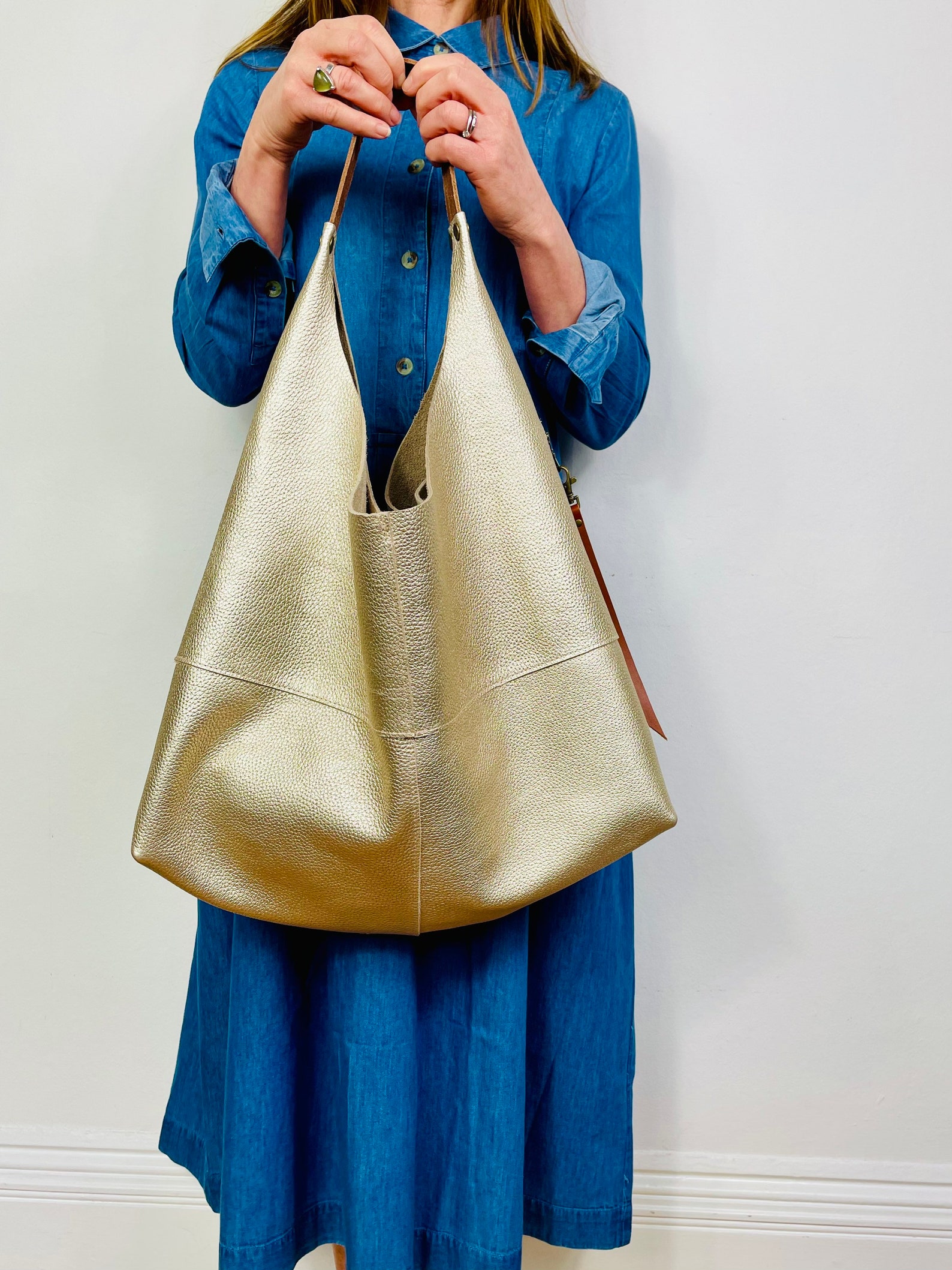 Large Leather Slouchy Hobo Shoulder Bag With Zip Pocket - Etsy UK