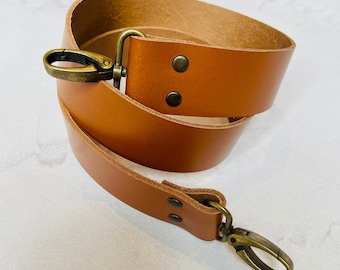 Handmade Leather Bag Strap: 4cm Wide
