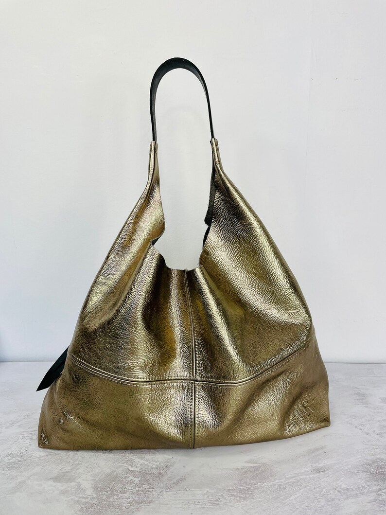 Large Leather Slouchy Hobo Shoulder Bag With Zip Pocket - Etsy UK