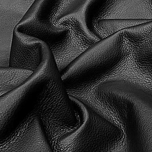 Draped textured black leather