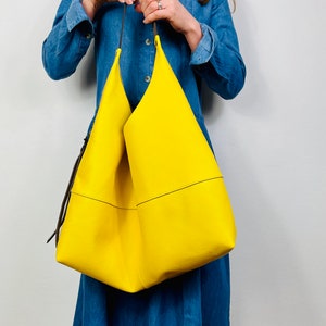 Large Leather Slouchy Hobo Shoulder Bag With Zip Pocket - Etsy UK