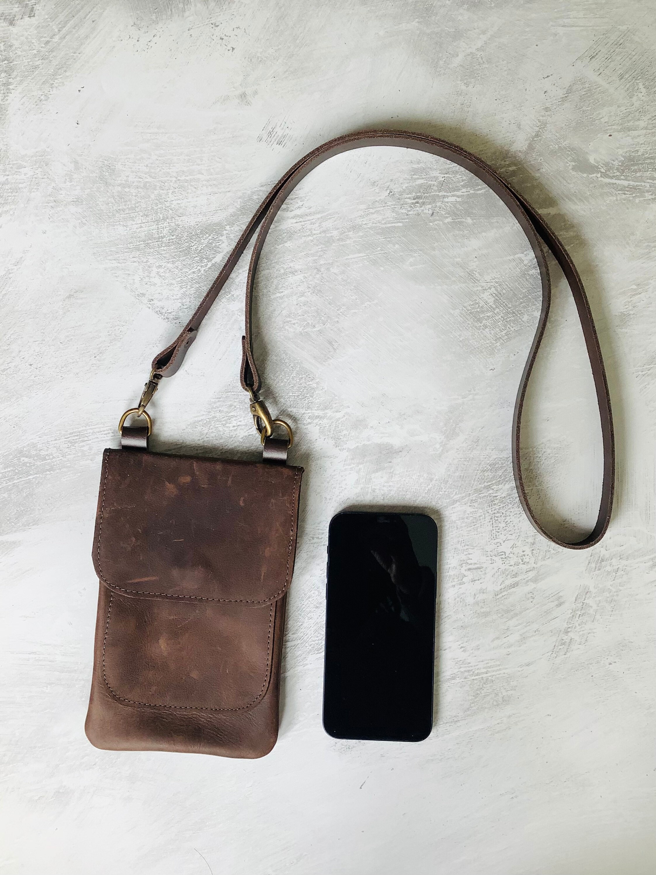 Leather Crossbody Smartphone Bag IPhone Travel Purse Etsy