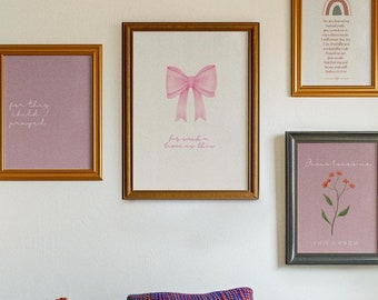 Christian Wall Art - Set of Four Wall Art for Nursery, Baby girls, toddler girls, young girls - Scripture Bible Verse Wall Art Set for kids