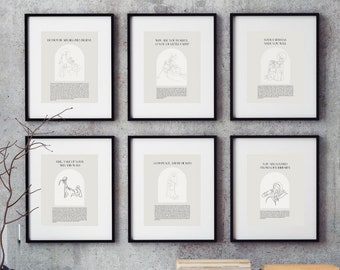 The Miracles of Jesus - Set of 6 Christian Wall Art - Bible Verse Wall Art Faith Home Decor