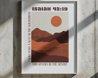 Christian Wall Art - Isaiah 43:19 - I Will Make A Way in the Wilderness and Rivers in the Desert - Bible Verse Wall Art