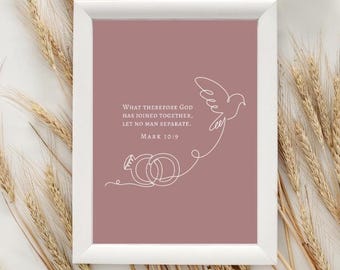 Christian Wall Art for Couples - Mark 10:9 What God has Joined Together Let No Man Separate - Bible Verse Wall Art - Wedding Gift