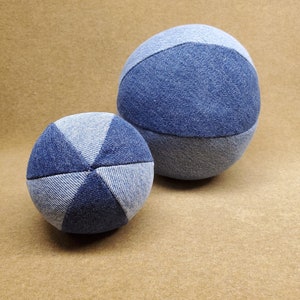 soft dog toy Upcycled puppy dog toy squeaking toy for dogs Handmade Denim Toy for New puppy eco-friendly dog lover gift Beach Ball for dogs