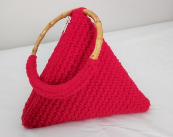 Summer triangle bag, Large pyramid bag, Statement handbag, Crochet purse, Wrist pouch, Zip purse, Trendy handbag, Lady gift