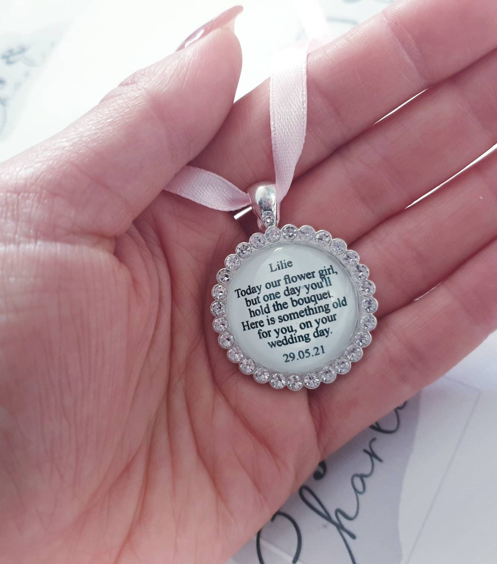 Flower Girl Charm Wedding Bouquet Keepsake Personalised Etsy