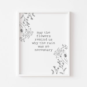 Wildflower Quote Print, Minimalist Botanical Wall Art