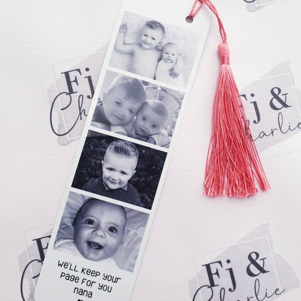 Personalised Metal Bookmark, Photo Booth, Nana Gift, Grandma Gift, Aluminium, Christmas Gift, Fathers Day, Mothers Day