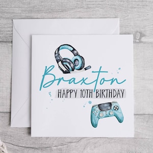 Gamer Birthday Card, Boys Gaming Card, Girl Gamer, Personalised Card, Colour & Controller Options, Personalised Gamer