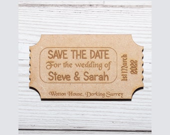 Personalised save the date magnets various designs and Quantities Boarding Pass Theatre Calender