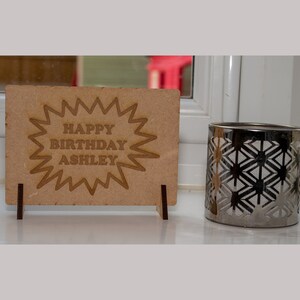Explosión de cumpleaños personalizada Postal de madera o tarjeta de felicitación de mensaje