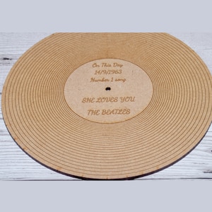 Personalised Fathers Day 7 inch Wooden Record Plaque Unique Gift Vinyl Song