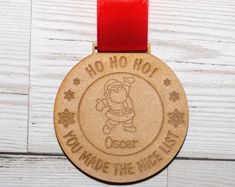 Personalised Christmas Santa Nice List Medal christmas eve