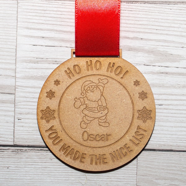 Personalised Christmas Santa Nice List Medal christmas eve