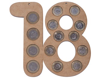Wooden birthday age coin holder 18 21 16 13