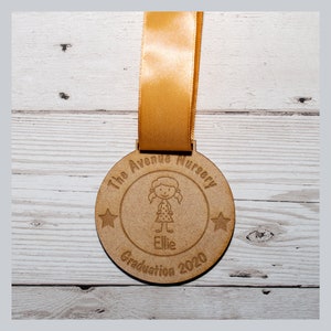 Personalised School Graduation Leavers Medal Reward Nursery Wooden 2024 image 2
