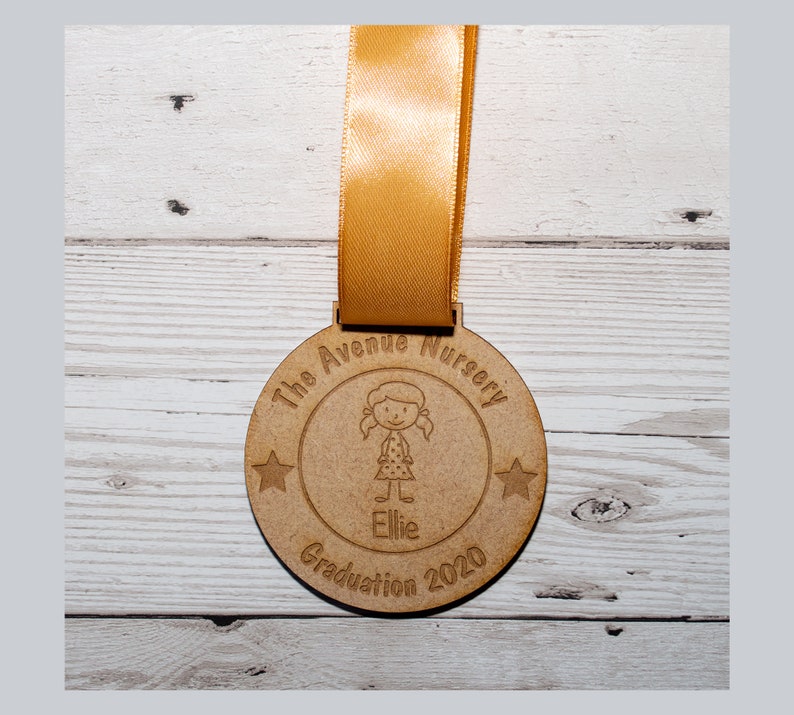 Personalised School Graduation Leavers Medal Reward Nursery Wooden 2024 image 2